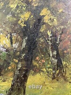 Ancienne Huile sur Panneau Ecole Française XIX-XXe Paysage d'Automne