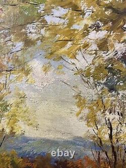 Ancienne Huile sur Panneau Ecole Française XIX-XXe Paysage d'Automne