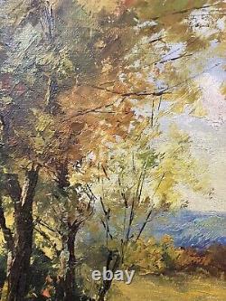 Ancienne Huile sur Panneau Ecole Française XIX-XXe Paysage d'Automne