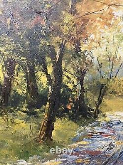 Ancienne Huile sur Panneau Ecole Française XIX-XXe Paysage d'Automne