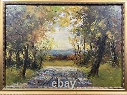 Ancienne Huile sur Panneau Ecole Française XIX-XXe Paysage d'Automne