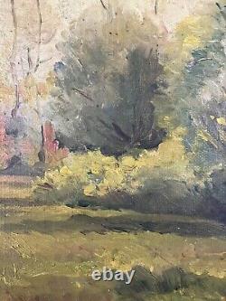 Ancienne Huile sur Toile Ecole Française fin XIXe Paysage Village de France
