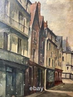 Ancienne Huile sur Toile Vue d'une Fontaine Signée et datée 1912 Alsace