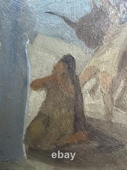 Ancienne Huile sur panneau L'apparition symbolisme ent. Maurice Denis / nabis