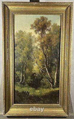 Ancienne Huile sur panneau école française du XIX ème Paysage Ouvre 39x20 cm
