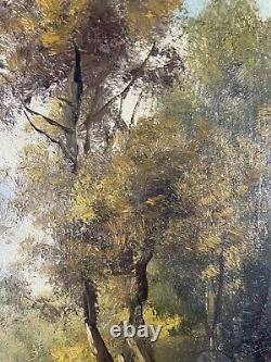 Ancienne Huile sur panneau école française du XIX ème Paysage Ouvre 39x20 cm