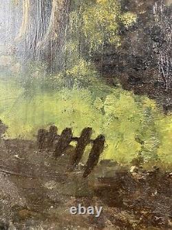Ancienne Huile sur panneau école française du XIX ème Paysage Ouvre 39x20 cm