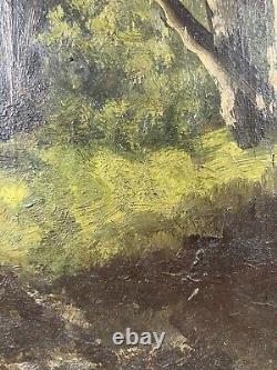 Ancienne Huile sur panneau école française du XIX ème Paysage Ouvre 39x20 cm
