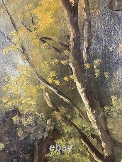 Ancienne Huile sur panneau école française du XIX ème Paysage Ouvre 39x20 cm