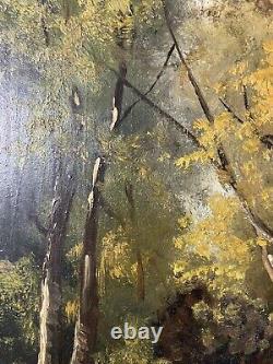 Ancienne Huile sur panneau école française du XIX ème Paysage Ouvre 39x20 cm