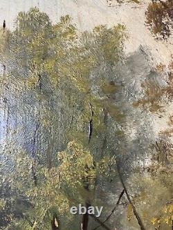 Ancienne Huile sur panneau école française du XIX ème Paysage Ouvre 39x20 cm