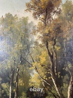 Ancienne Huile sur panneau école française du XIX ème Paysage Ouvre 39x20 cm