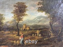 Ancienne Huile sur toile Ecole italienne présumée signée en bas à gauche