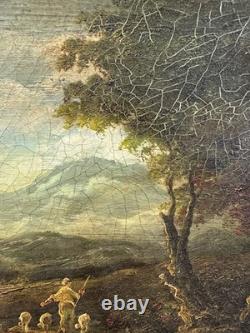 Ancienne Huile sur toile Ecole italienne présumée signée en bas à gauche