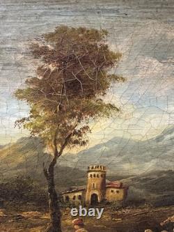 Ancienne Huile sur toile Ecole italienne présumée signée en bas à gauche