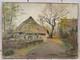Ancienne Huile Sur Toile Xix-xxe Village D'automne Ecole De L'est Signée