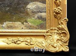 Ancienne Huile sur toile impressionniste signature représentant un paysage foret
