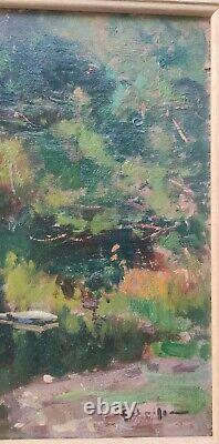 Ancienne Peinture À L Huile Sur Bois Impressionnisme/Art 20 Ème Siècle