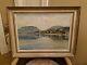 Ancienne Peinture Huile Sur Toile Encadrée Signée Bord De Lac