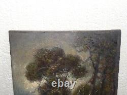 Ancienne Peinture huile sur panneau Tableau scène pastorale XIXe à nettoyer