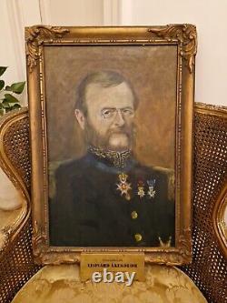Ancienne Portrait De Général Huile Sur Toile, Fin XIX Ème S