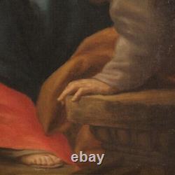 Ancienne Sainte Famille tableau huile sur toile Vierge avec enfant peinture 700