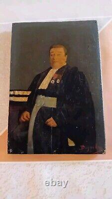 Ancienne XIX Peinture A Huile Sur Bois Un Avocat Signé Louise Dugardin