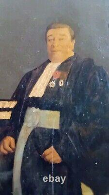 Ancienne XIX Peinture A Huile Sur Bois Un Avocat Signé Louise Dugardin