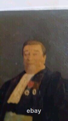 Ancienne XIX Peinture A Huile Sur Bois Un Avocat Signé Louise Dugardin