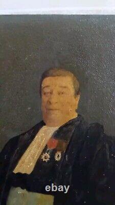 Ancienne XIX Peinture A Huile Sur Bois Un Avocat Signé Louise Dugardin