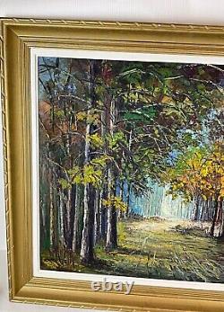 Ancienne XXème magnifique huile sur toile paysage décor foret signé Luc Verger
