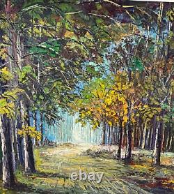 Ancienne XXème magnifique huile sur toile paysage décor foret signé Luc Verger