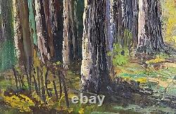 Ancienne XXème magnifique huile sur toile paysage décor foret signé Luc Verger
