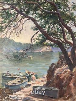 Ancienne huile Paysage postimpressionniste Pays-Basque Calanques Marseille