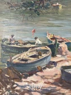 Ancienne huile Paysage postimpressionniste Pays-Basque Calanques Marseille