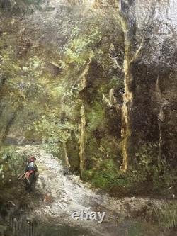 Ancienne huile sur panneau Ecole Française Barbizon entourage de DIAZ DE LA PEÑA
