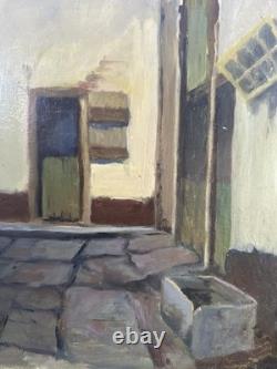 Ancienne huile sur panneau Ecole Française XXe scène d'intérieur typique