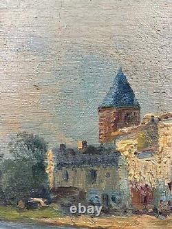Ancienne huile sur panneau Paysage postimpressionniste Signé en bas à droite