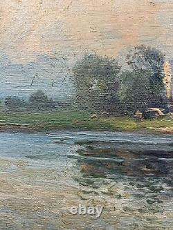 Ancienne huile sur panneau Paysage postimpressionniste Signé en bas à droite