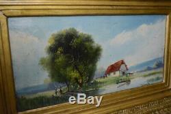 Ancienne huile sur panneau Trybarde peinture tableau paysage XIX XX