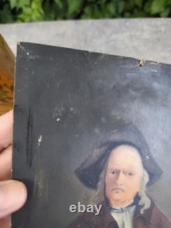Ancienne huile sur panneau bois portrait violoniste école hollandaise XIXe Old O