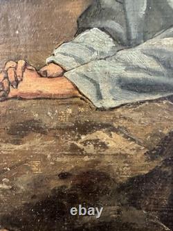 Ancienne huile sur panneau signée Ecole Française XIXe le Christ en prière