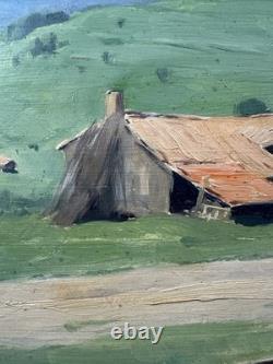 Ancienne huile sur panneau signée Maxime paysage situé dans une forêt au dos