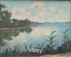 Ancienne huile sur panneau signée en bas à droite paysage postimpressionniste