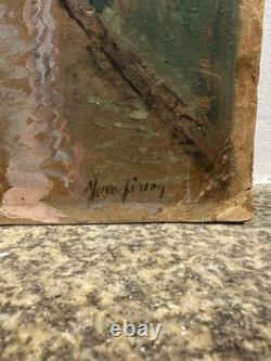 Ancienne huile sur panneau signée et titrée le vieil Annecy étiquette au dos