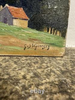 Ancienne huile sur panneau signée paysage Mention saint georges école francaise