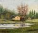Ancienne Huile Sur Panneau Sign&eacute;e Paysage Lacustre Vers 1940 Ecole Fran&ccedil;aise