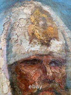 Ancienne huile sur toile Alexis II de Moscou Russie Icone orthodoxe Russe