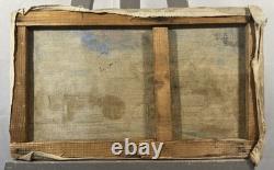 Ancienne huile sur toile Ecole Française XIXe XXe canal en bord de Loire
