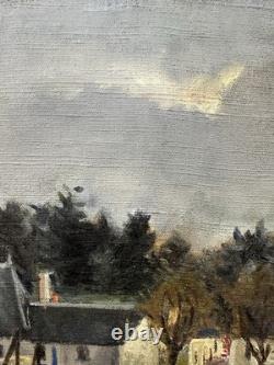Ancienne huile sur toile Ecole Française XIXe XXe canal en bord de Loire